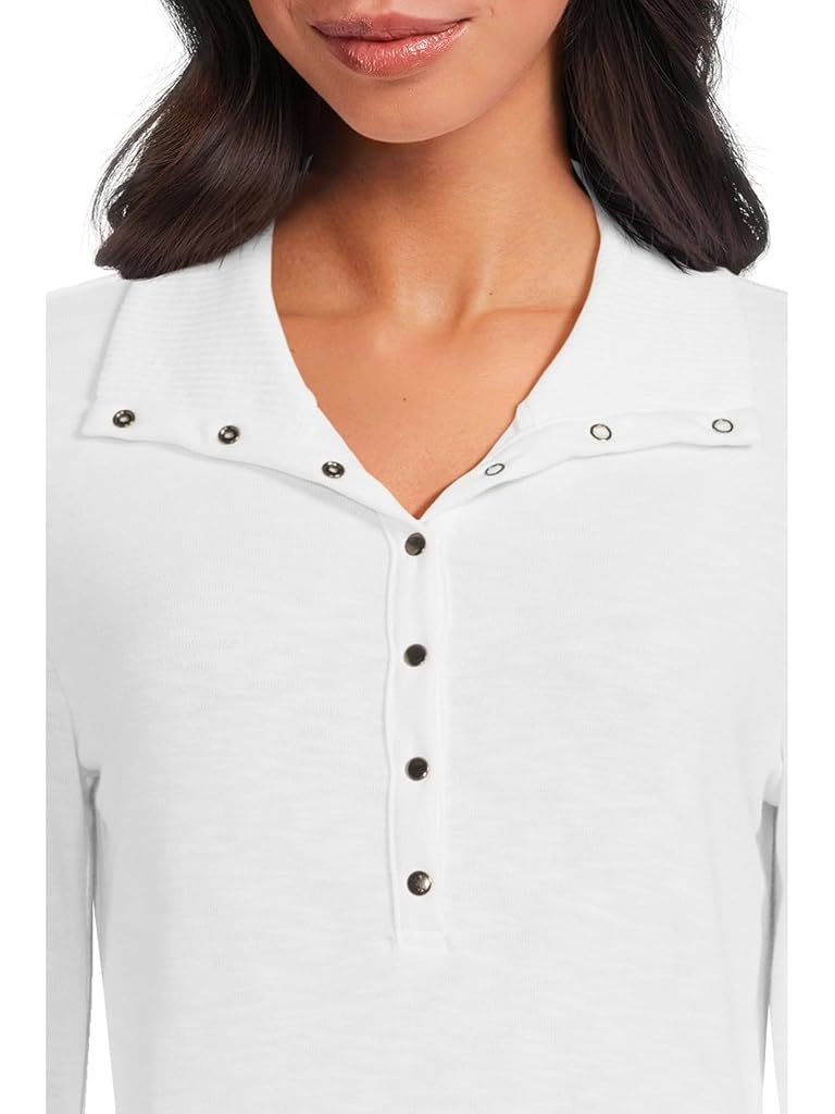 White Michael Stars Issa Rib Mix Henley