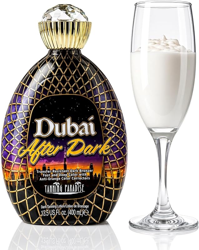 Tanning Paradise Dubai After Dark Loção para Bronzeamento em Câmara com Bronzeador 400X, Óleo de Coco e Manteiga de Karité, 13,5 oz