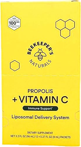 Beekeepers Naturals Propóleos liposomales con vitamina C 12 unidades, 0.27 FZ
