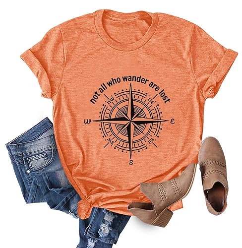 Graphic T-Shirts for Women Hiking Camping Trip Compass Printed Vintage