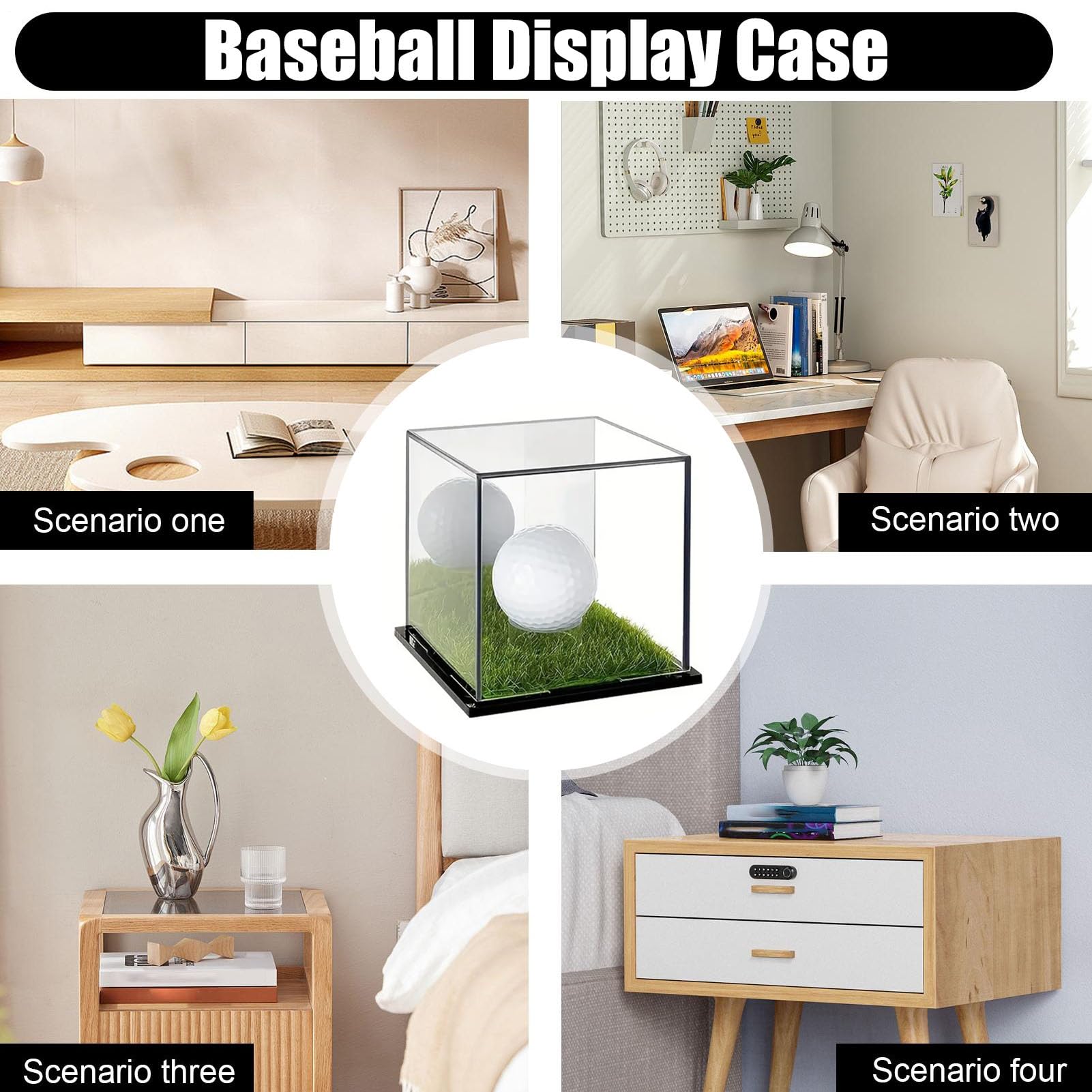 Golfball-Vitrine, leichte Ball-Vitrine, Acrylball-Vitrine, klare Fußballhülle, Ball-Display, transparenter Golfballhalter, 9,7 x 9,7 x 8,9 cm, für Heimdisplay