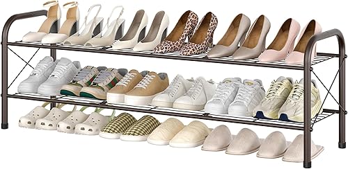 Hoctieon Zapatero de 2 niveles para armario, zapatero de pie, estante de zapatos de entrada, organizador de almacenamiento de zapatos, zapatero de