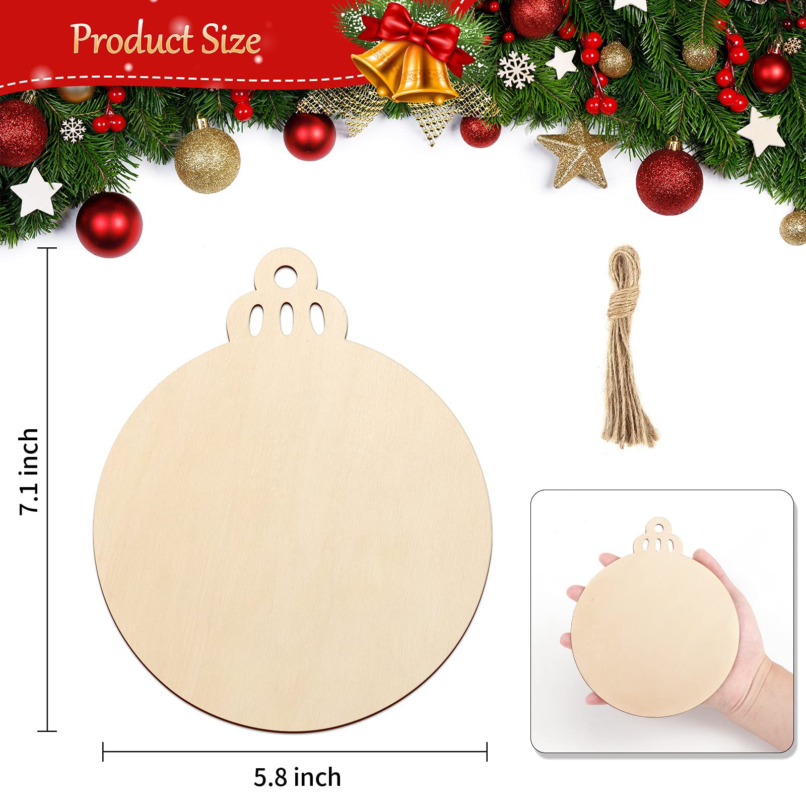 Coffret De Décoration,Décorations De Noël En Bois Inachevé,10 Pièces