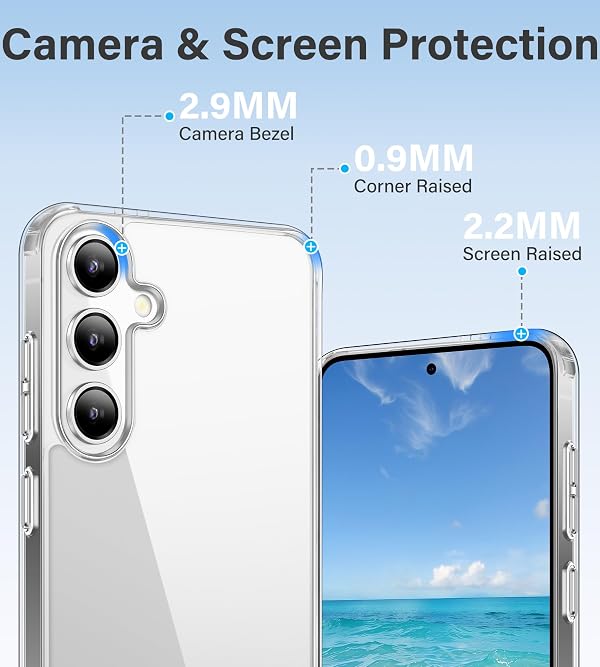 Vakoo Case for Samsung Galaxy S24 FE | Clear Anti-Yellowing, Hard Back, Military-Grade Drop Protection, Supports Wireless Charging - Transparent by Vakoo - Image 5