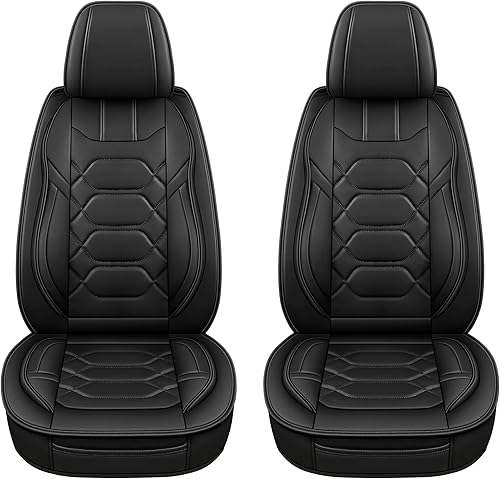 Miniatura 2 de Pariitadin Fundas de cuero para asiento delantero, par de fundas de asiento de piel sintética impermeables para automóviles, fundas interiores