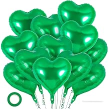 12 Pcs Green Heart Balloons,18 Inch Heart Foil Balloons Love Balloon Valentine Balloon for Birthday Party Wedding Engagement Party Baby Shower Valentine Day Decorations