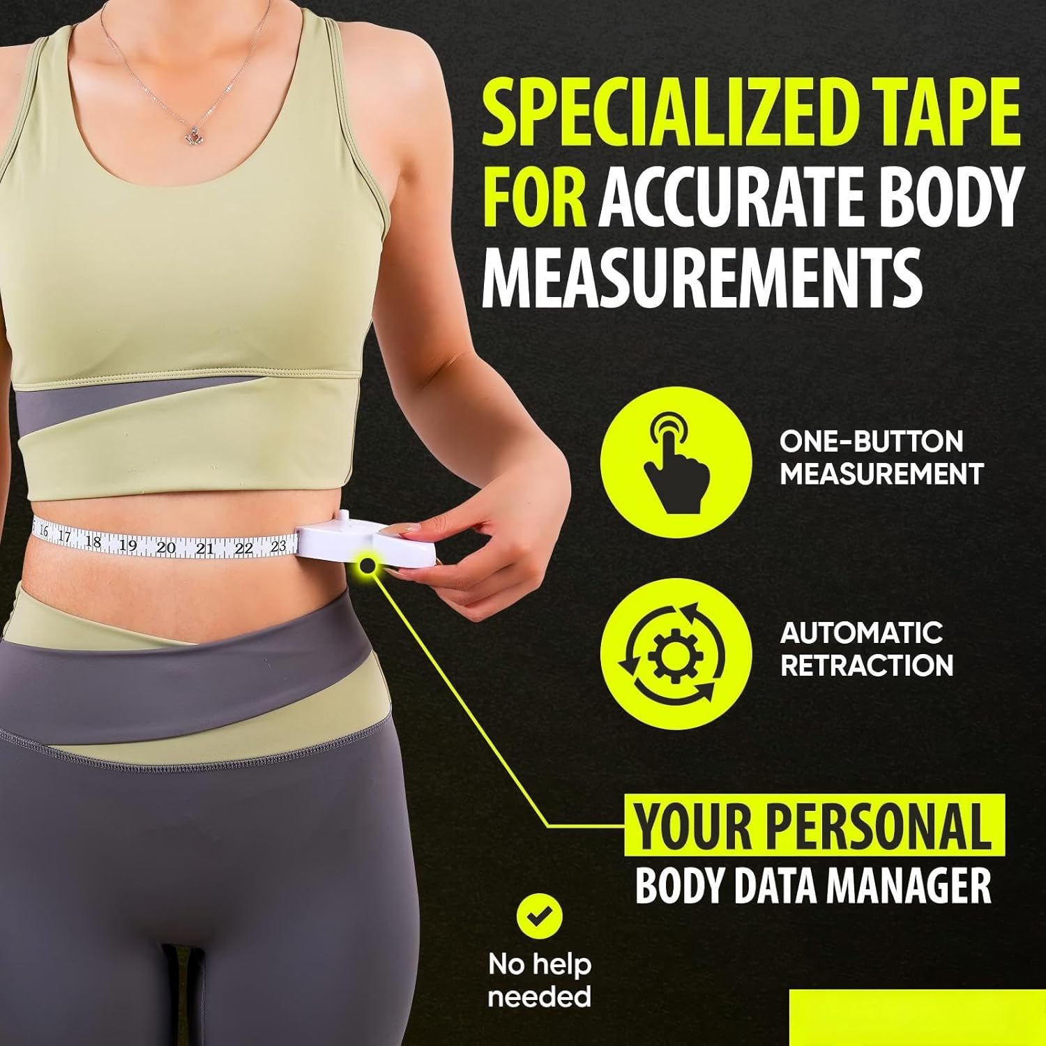 2 Pack Body Measuring Tape, Retractable Measuring Tape for Body Measurements with Locking Mechanism and Push Button, Automatic Body Tape Measure for Fitness & Tailoring