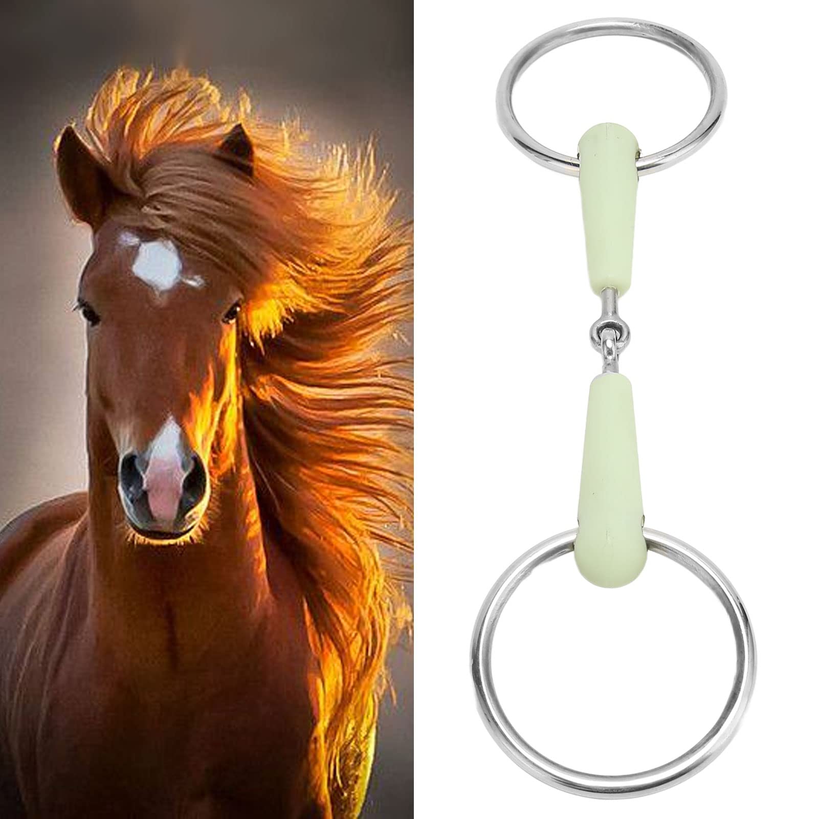 Qcwwy Horse Snaffle bit, Anillo Suelto de Acero Inoxidable Envuelto en Goma, Anillo de Boca de Caballo para Entrenamiento, Anillo de Caballo de Acero Inoxidable, Bocas Sueltas