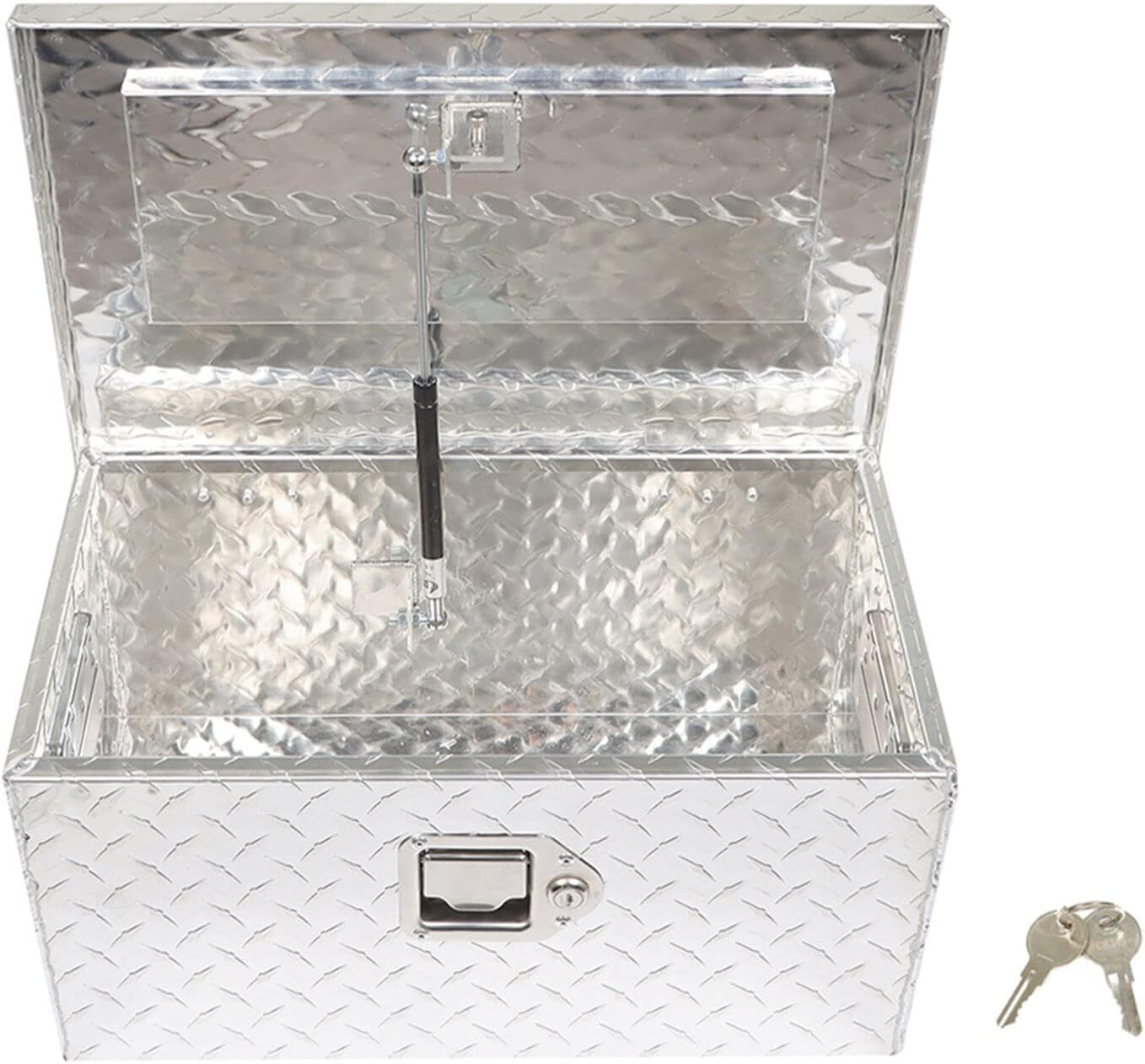 LABLT 20 Inch Aluminum Diamond Plate Tool Box Organizer Silver With Lock Key