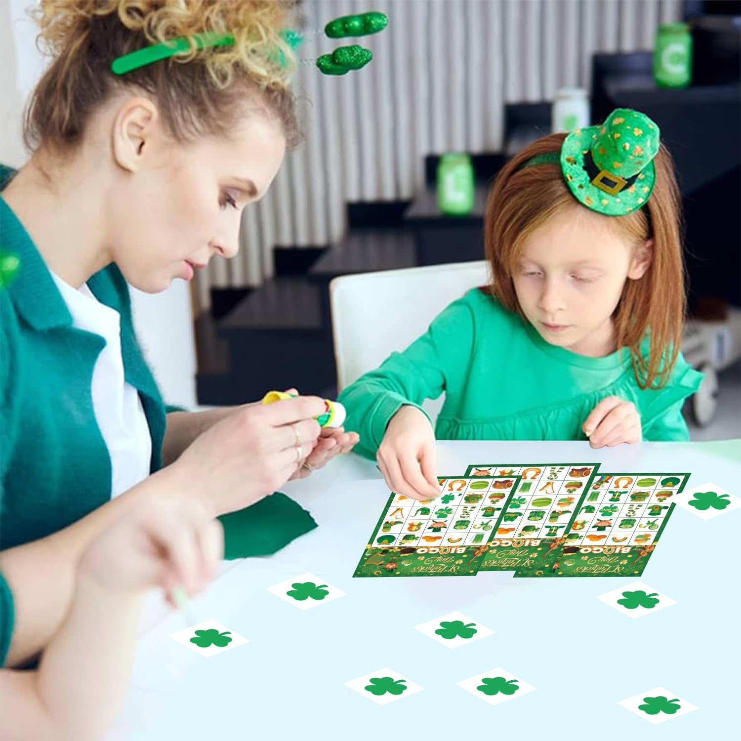 JGCWorker St. Patrick's Day Bingo Game - Fun Party Supplies for Kids Adults, 24 Players, Festive Irish Themed Craft Cards for School Classroom, Family Activities, and St. Patty's Party Favors image 4