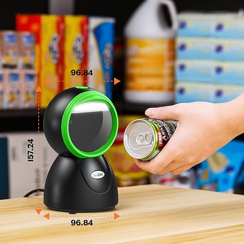 Vista 6 de Escáner de código de barras de escritorio 2D, lector de código de barras USB automático omnidireccional manos libres escaneo de código QR 1D 2D