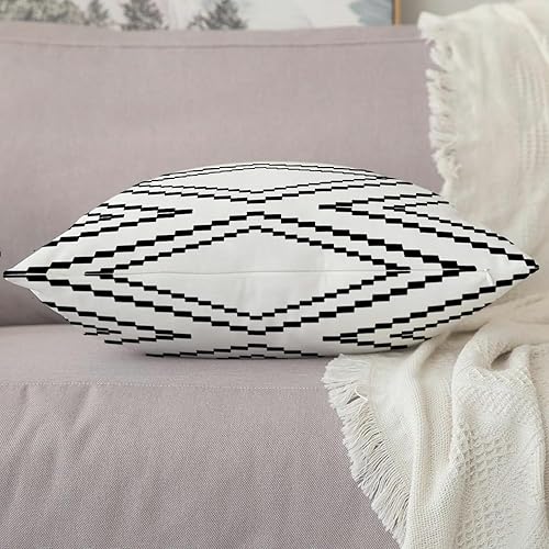 Miniatura 6 de Juego de 2 fundas de almohada negras de 12 x 20 pulgadas, de terciopelo azteca bohemio y cuadrado suave, fundas decorativas para decoración de sofá,