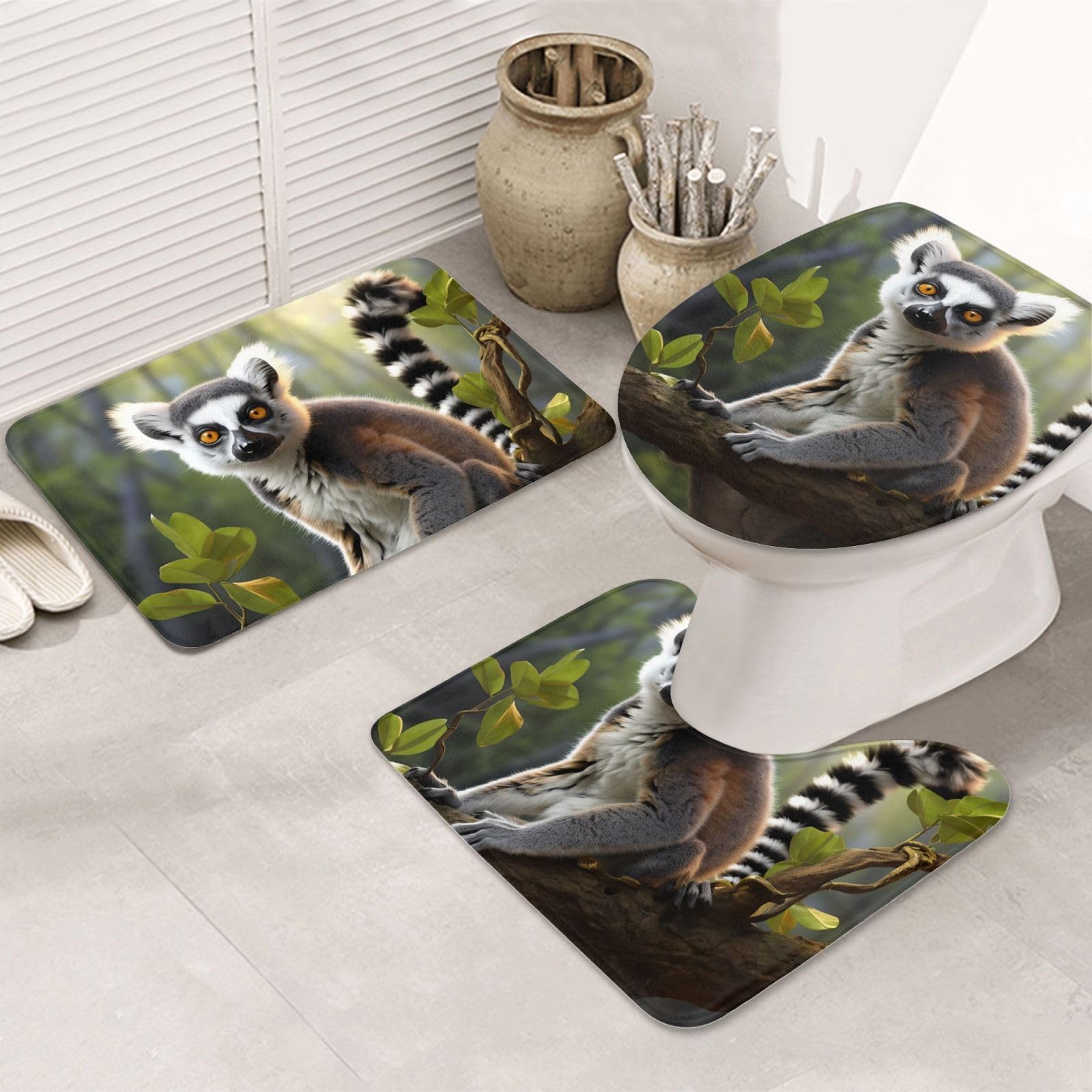 Tapis de salle de bain lémurien pour une décoration ludique et moderne