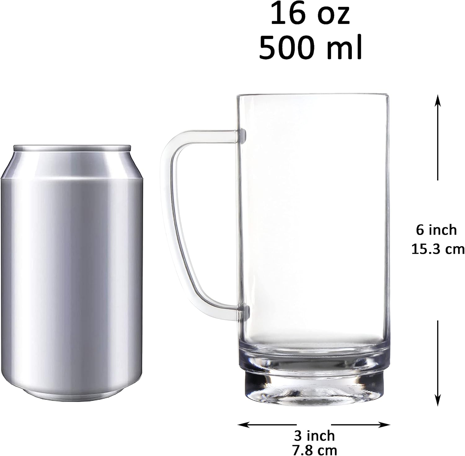 Youngever 4 Pack 16 Ounce Beer Glasses, Reusable Plastic Beer Mugs