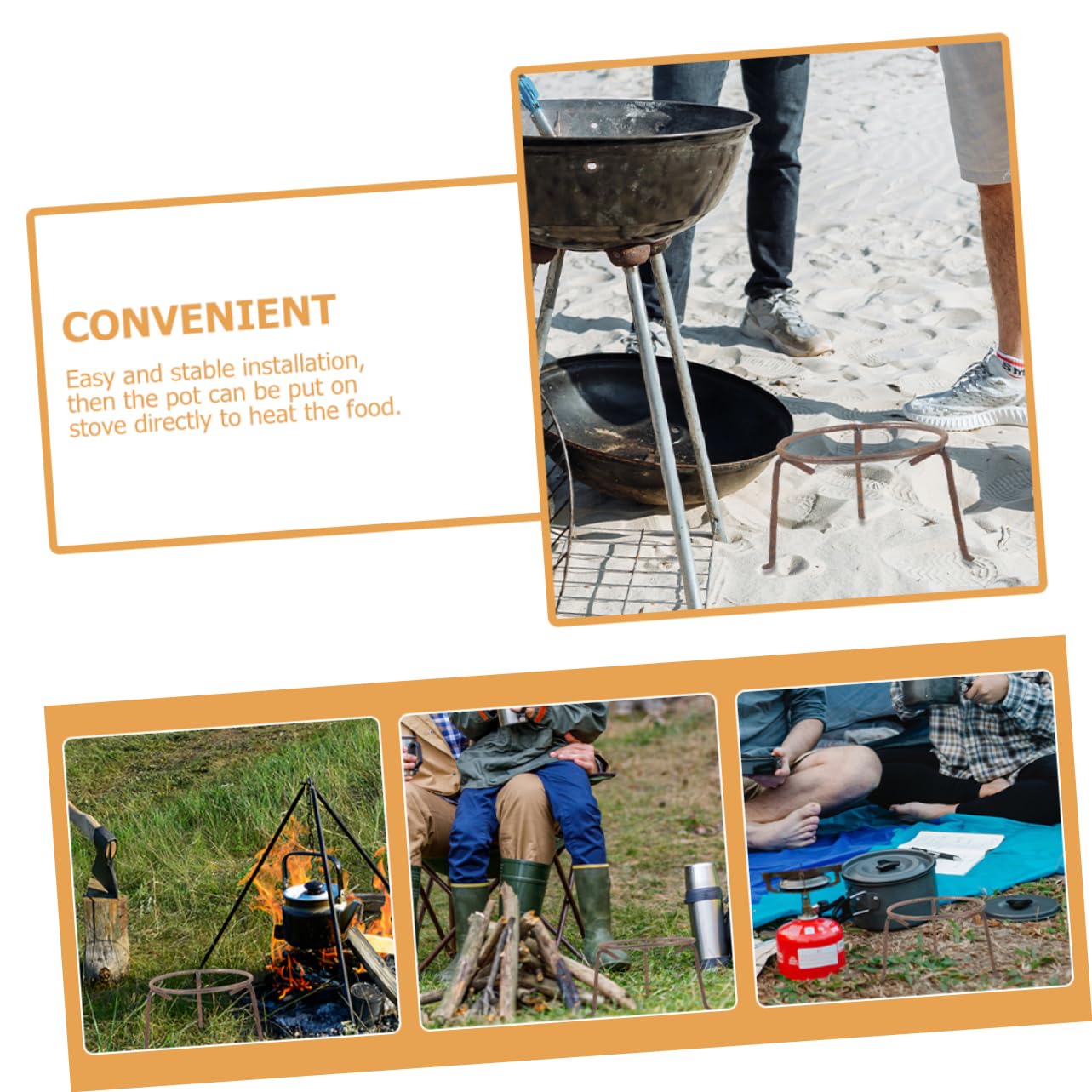 UPKOCH Soporte para Wok de Exterior de Hierro Multifunción Resistente | Uso en Camping y Viajes al Aire Libre, Reutilizable y Anticorrosión, Ideal para Personas que Disfrutan Cocinar