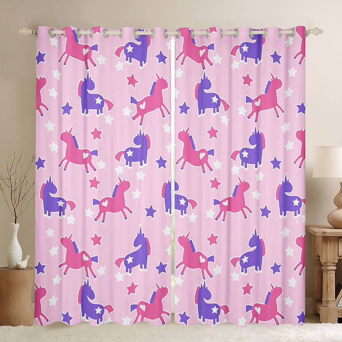 Tenda Unicorno Per Bambina - Rosa E Arcobaleno, 86x203 Cm, Privacy E Decorazione - Foto 5