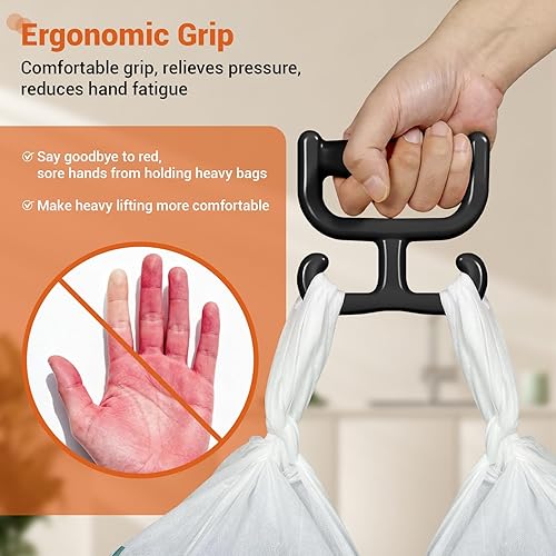 Miniatura 2 de NFETLLD Paquete de 2 bolsas de comestibles con asa para bolsas de plástico, cada una tiene capacidad para 100 libras, duradera, multiusos,