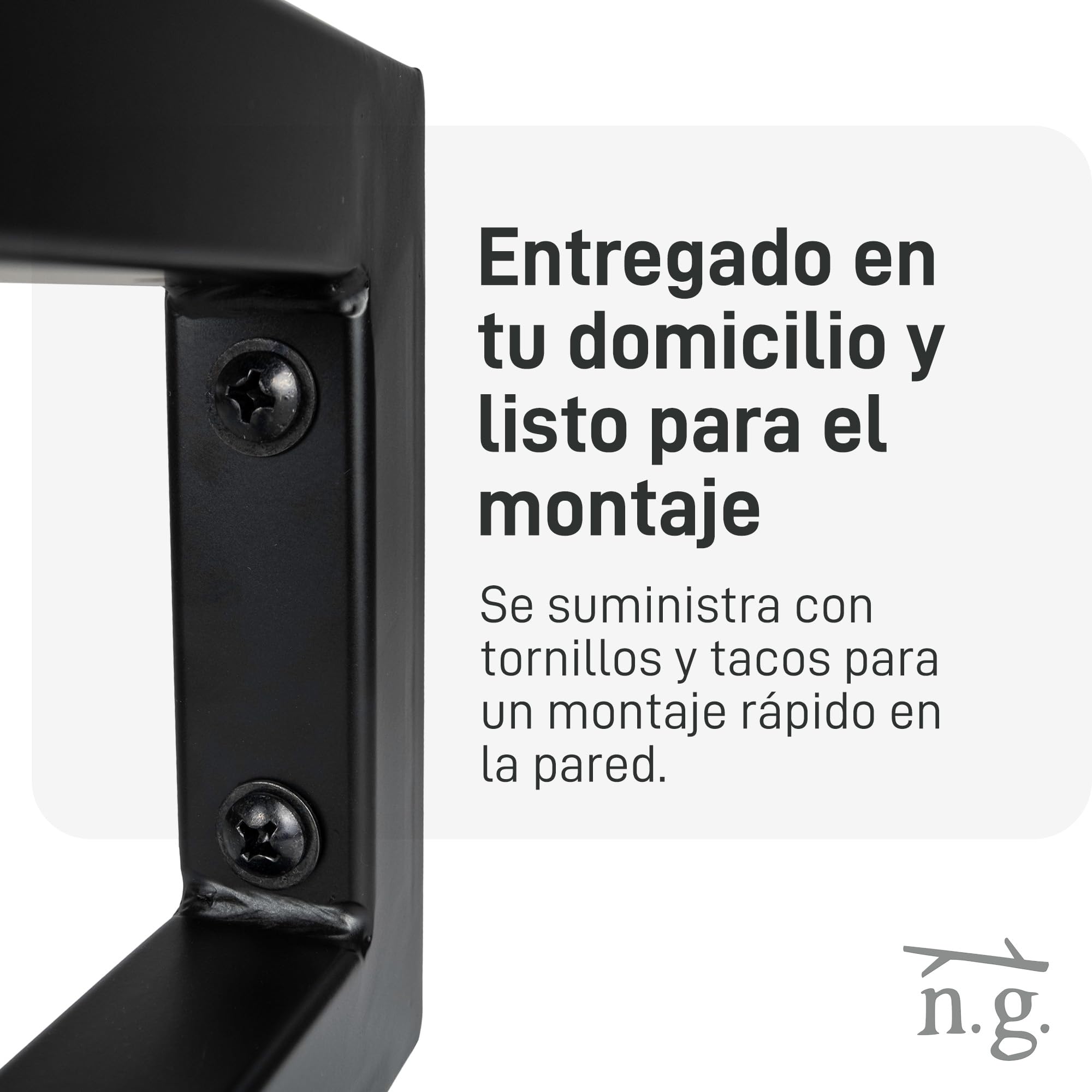 Natural Goods Berlin 2X Escuadras para Estanterías Rectangular | Soporte para Estante de Pared y Lavabo | Montaje en Pared Sencillo | Soporte de Estante de Metal en Negro | Toalleros de Baño | 500mm