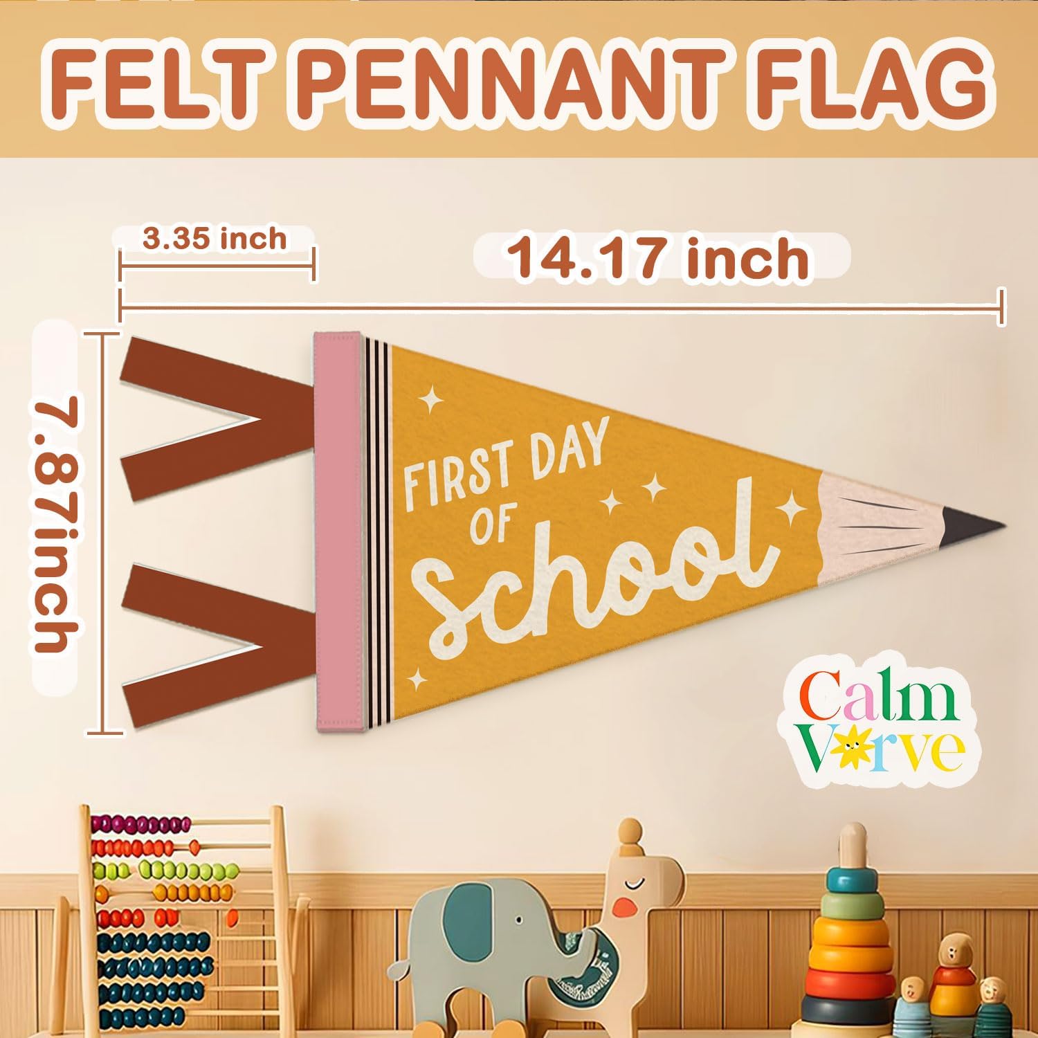 First Day of School Pennant Flag Felt Banner Sign,