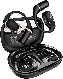 Open Ear Earbuds, Over Ear Headphones with Ear Hooks, True Wireless Bluetooth 6.0 Earphones, Stereo Sound, Ultra-Comfort, 50H Playback, IPX7 Waterproof Ear Buds with Mics for Running Sports