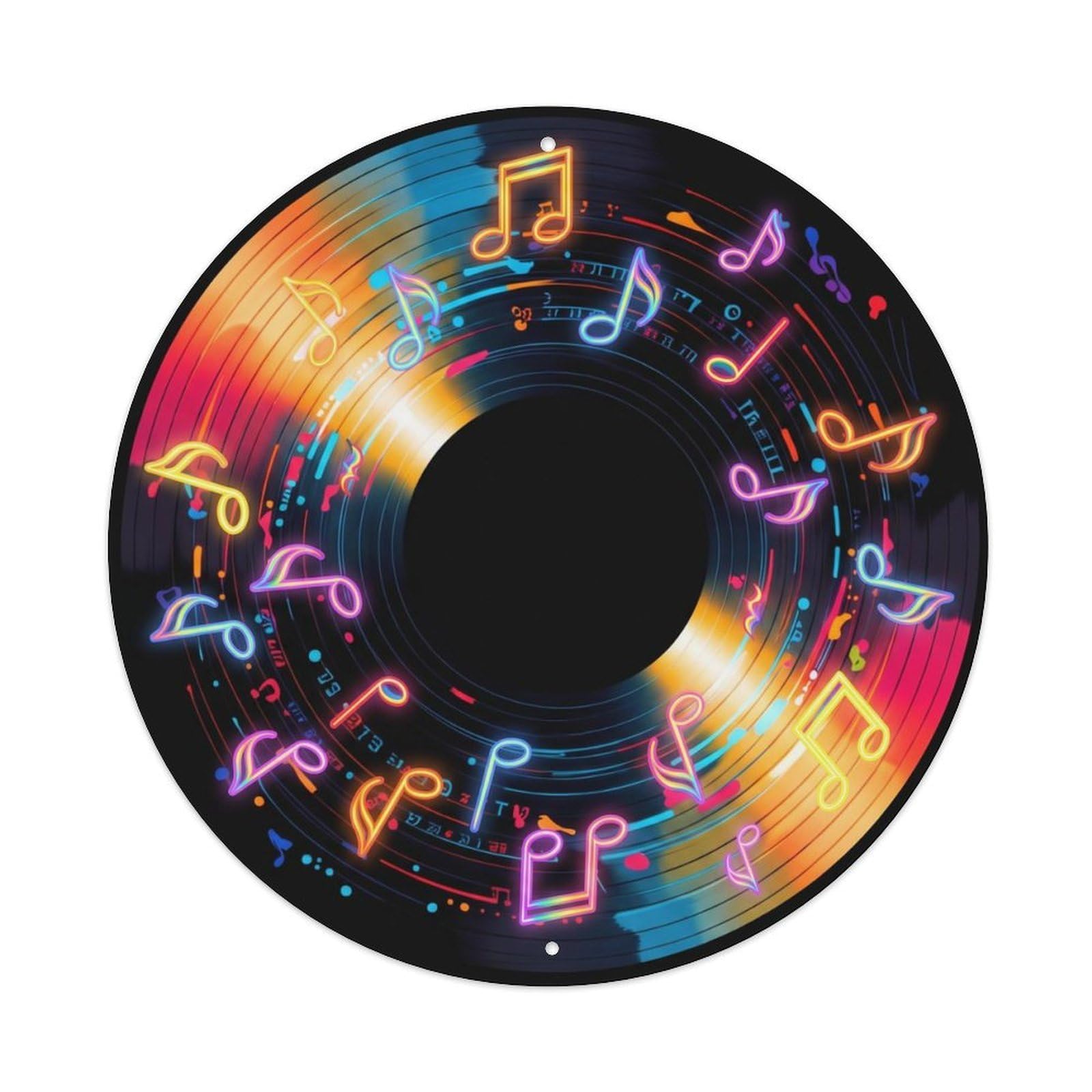 Colorful Music Vinyl Records Electric Color Glow Metal Tin Sign