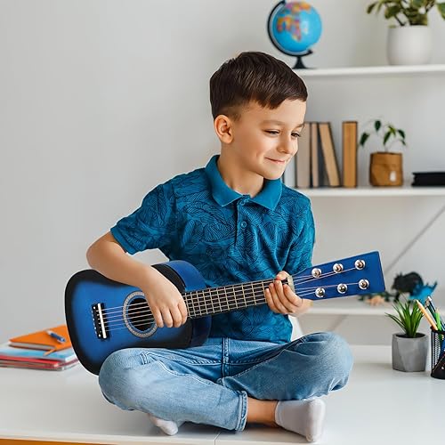 Miniatura 5 de Kisangel Guitarra acústica para niños de 23 pulgadas, color azul, para aprendizaje de música, perfecta para práctica en casa y entretenimiento