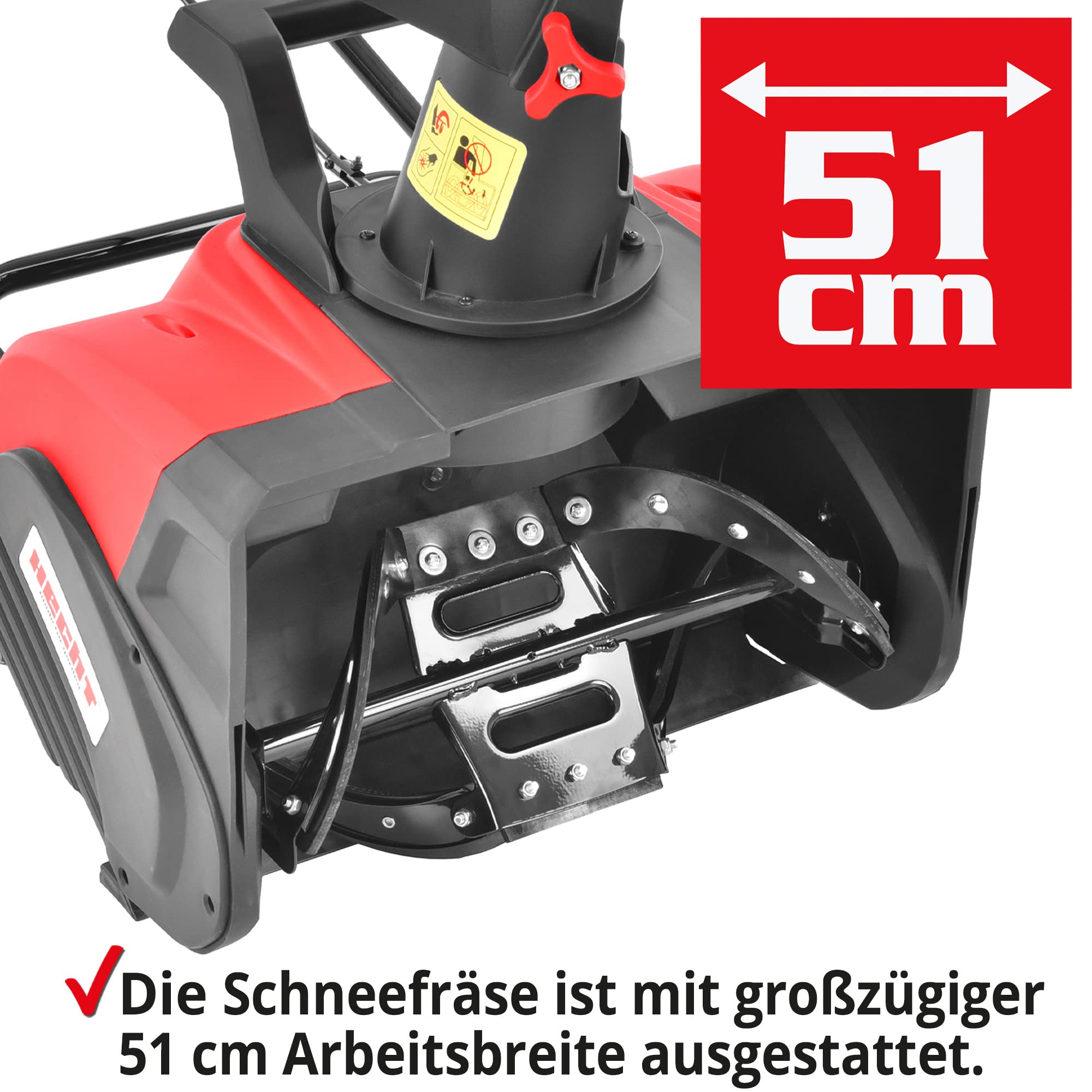 HECHT Elektro Schneefräse 2000 Watt 51 cm Arbeitsbreite LED-Scheinwerfer 33 cm Arbeitshöhe 9 m Auswurfweite