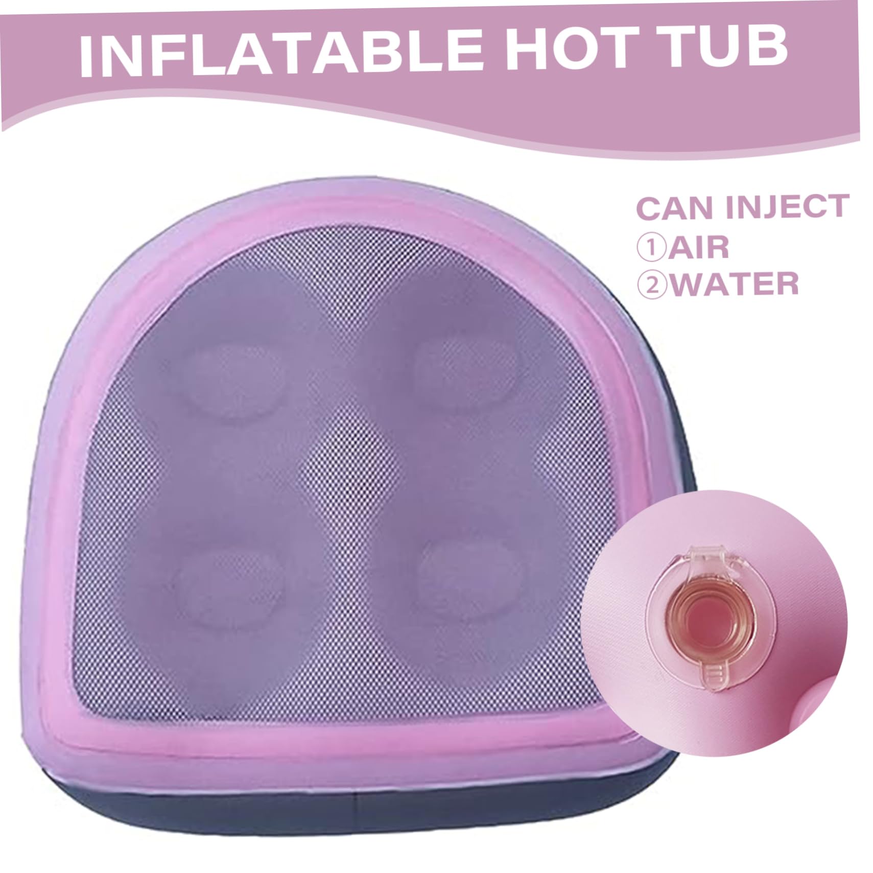 Asiento de refuerzo de bañera de hidromasaje, asiento de bañera de hidromasaje inflable con taza de succión 18.5x14.6x5.9in con 2 en 1 válvula reforzador de piscina de spa reutilizable para adultos