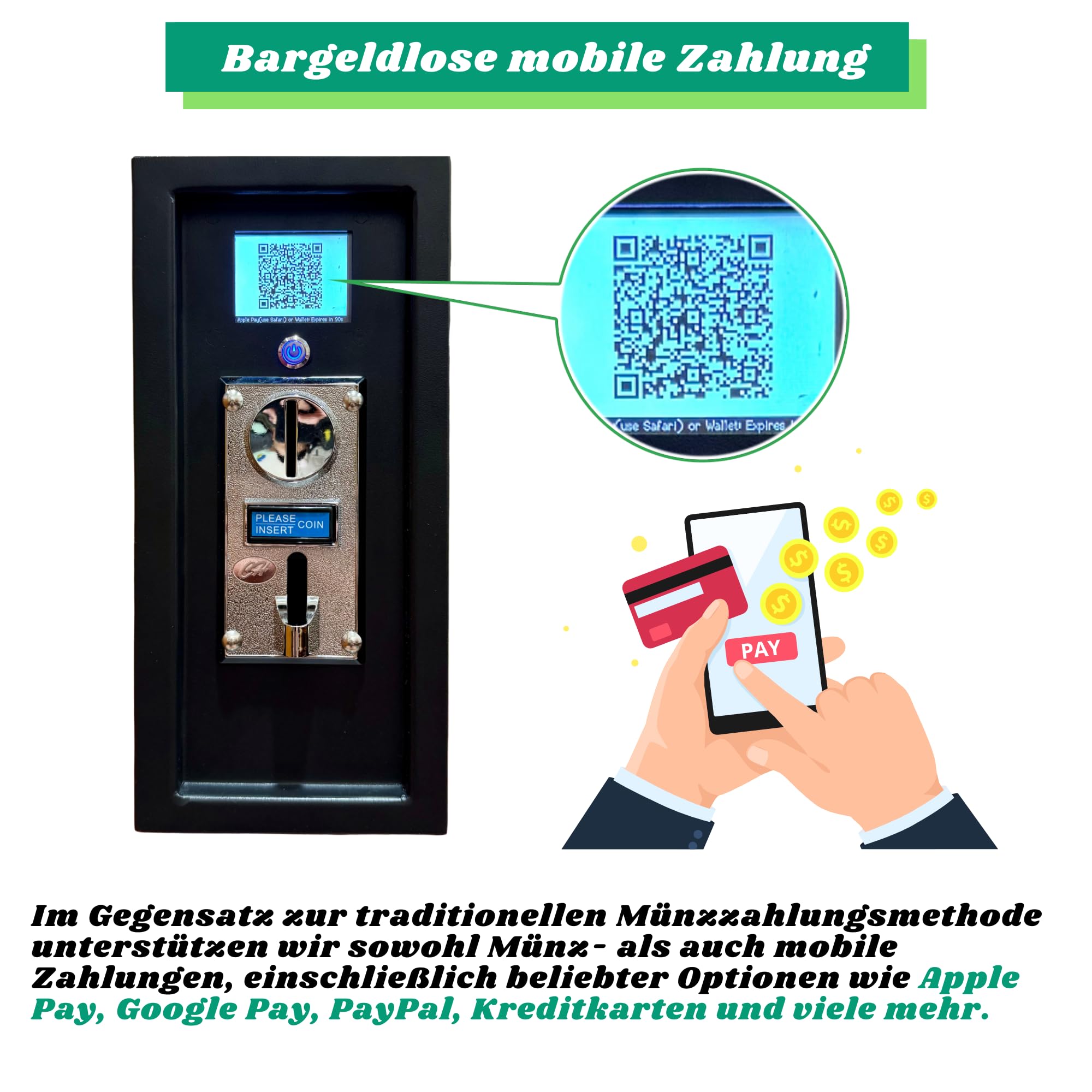 Sintron ST-004 220V/240V LCD Upgrade, Münz & Mobile Payment für Apple Pay Paypal Betriebener Timer-Kontrollkasten für Geräteautomaten, Spielgeräte, Massagestühle, Dryers, Shoe Shine & Washing Machines
