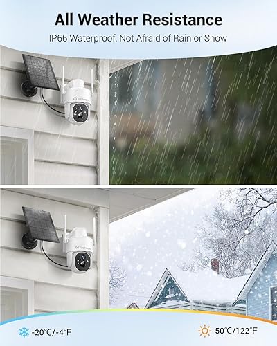 Miniatura 8 de Cámaras de seguridad solares inalámbricas para exteriores, cámaras WiFi 2K para seguridad del hogar, cámara de vigilancia PTZ de 360 con PIR, visión