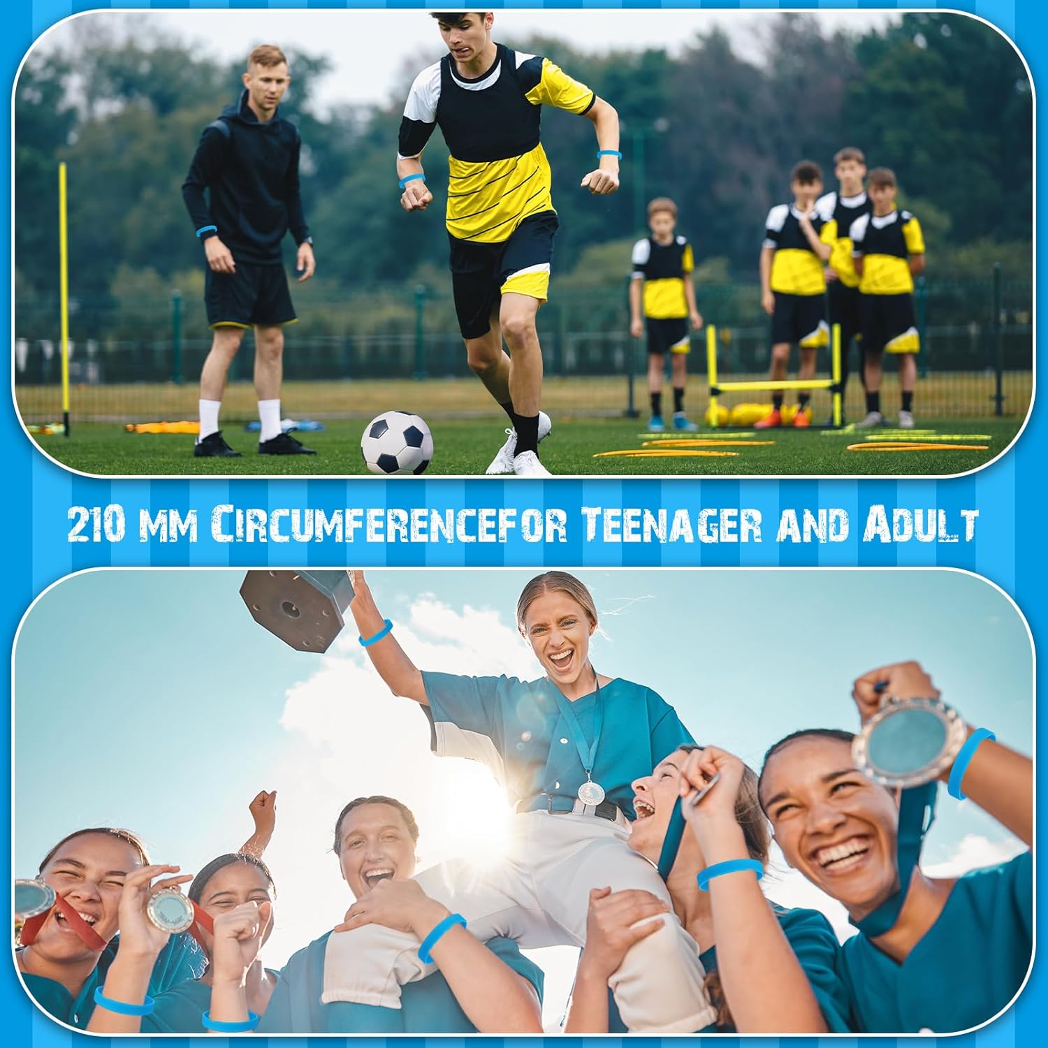 100 Pcs Solid Color Rubber Wristbands Rubber Bracelets Silicone Wristbands Sports Bracelets Bulk Adult Wrist Bands for Event Women Men Party Decorations(Sky Blue) - Image 5