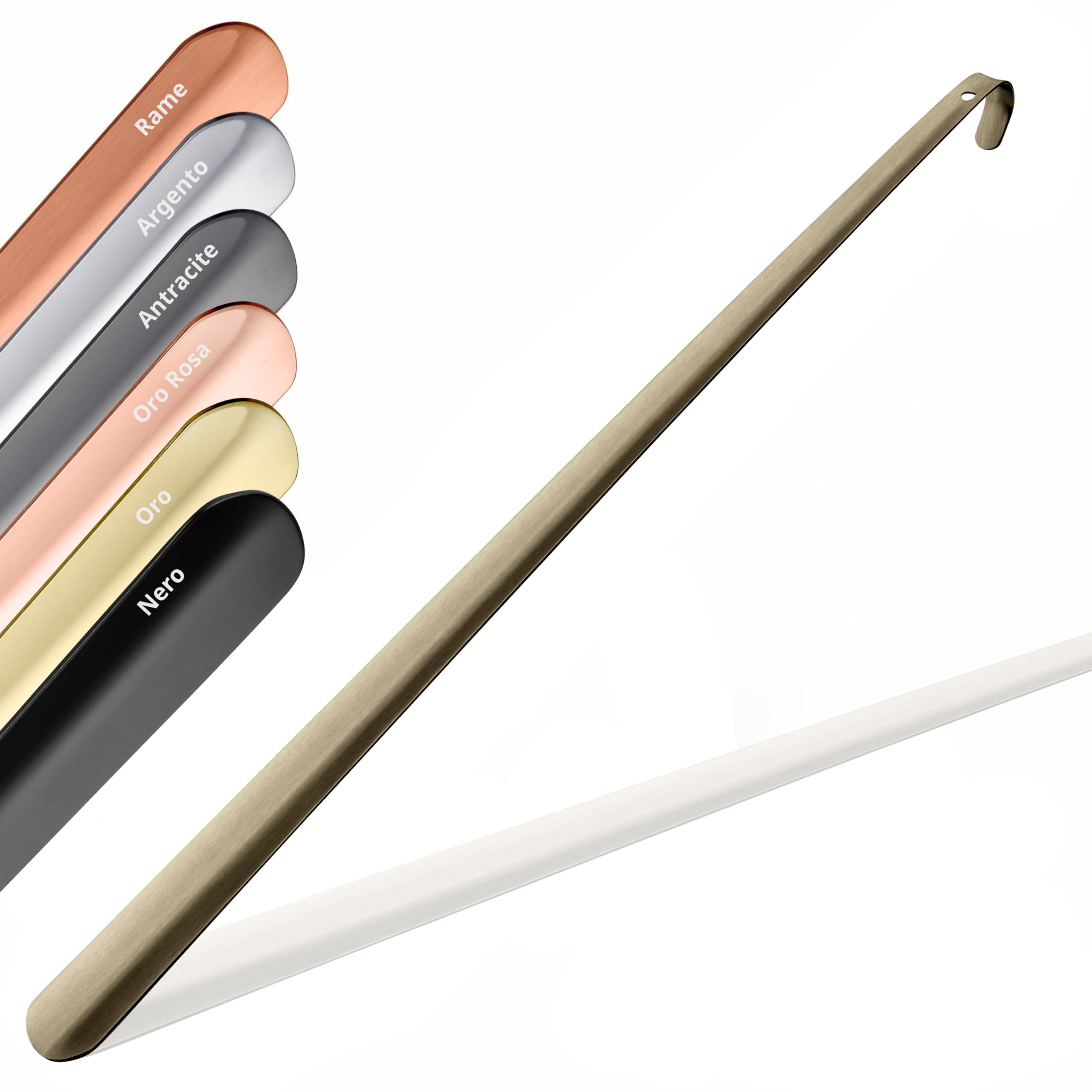 JK Trade® Calzascarpe in acciaio inox stabile da 62 cm, lunghezza 2 mm, in metallo lucido, lungo per stare in piedi, veloce e semplice, lunghezza e larghezza ottimizzate, per lavoro