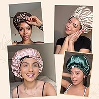 Vista 6 de YANIBEST Gorro de Satén Ajustable de Doble Capa Gorro para el Cabello para Dormir, Gorros para Mujeres para Cabello Natural Rizado, Burdeos Borgoña