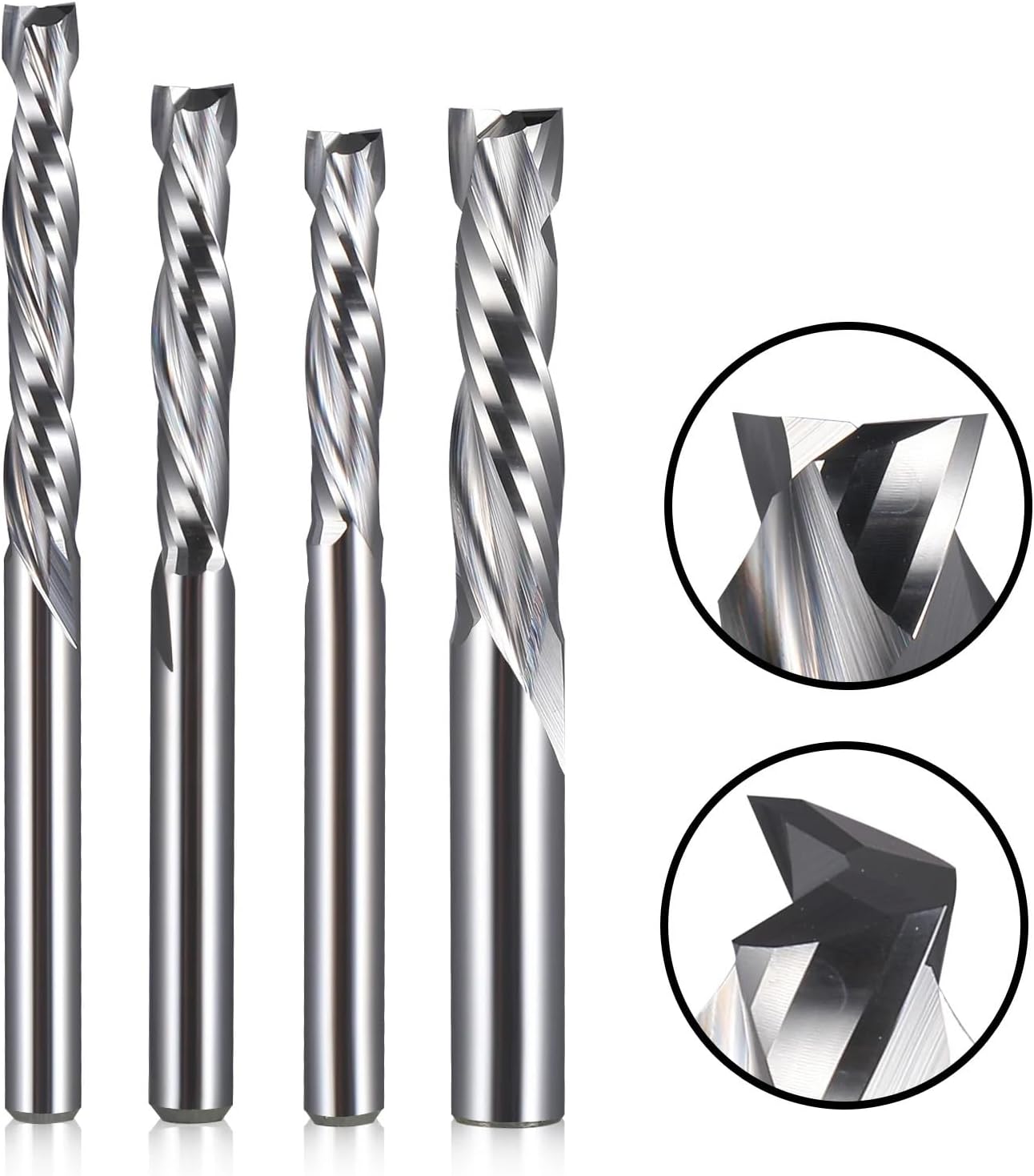 20pcs Compression Spiral Router Bits 3.175/4/5/6/8mm Shank UP and Down Cut Two Flutes Spiral Carbide End Mill for Carving Engraving(3.175x12x38L)