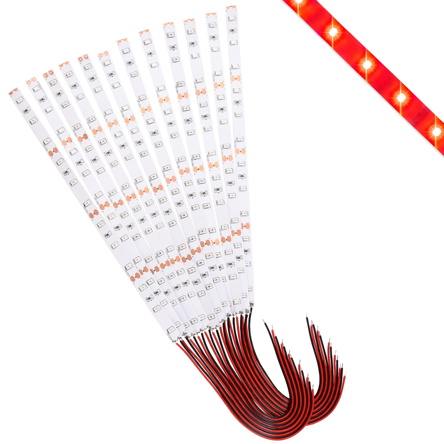 Lyeteung 12 PCS 200mm 12V - 18V Pre Wired Strip, 2835 SMD LED Model Railway LED Lighting, Red, 200mm - 12pcs