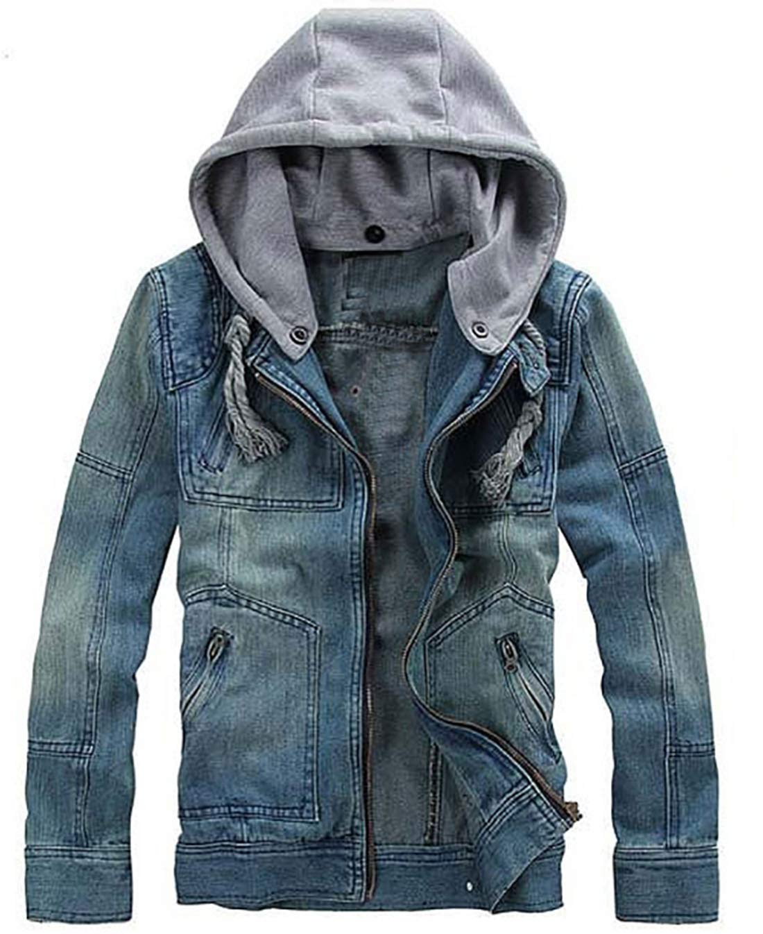 XueYin Men's Denim Jacket Slim Fit Plus Size