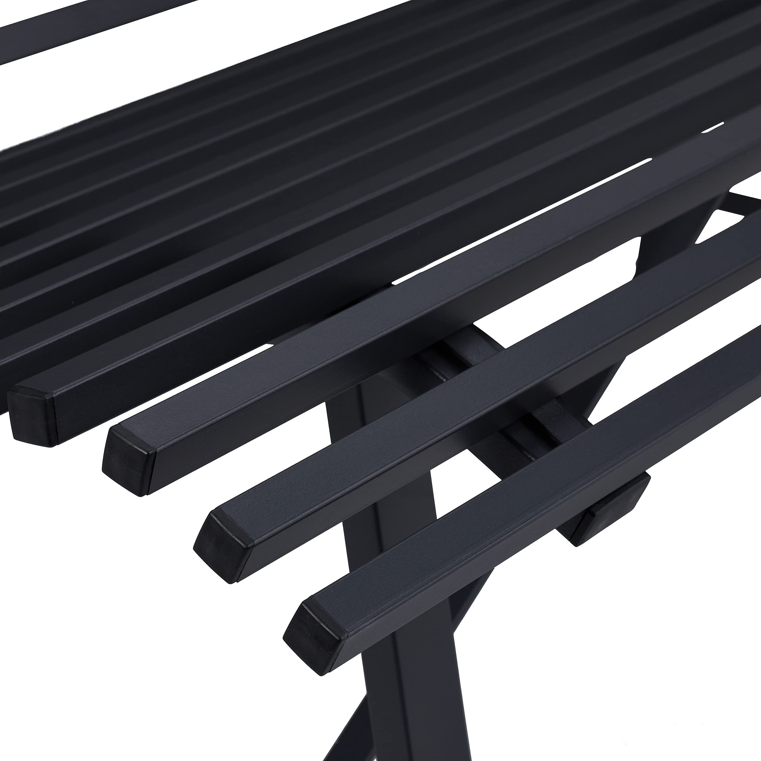 Relaxdays Gartenbank, 2 Sitzer, HBT: 79 x 130 x 75 cm, robuster Stahl, wetterfeste Sitzbank, stabile Parkbank, anthrazit