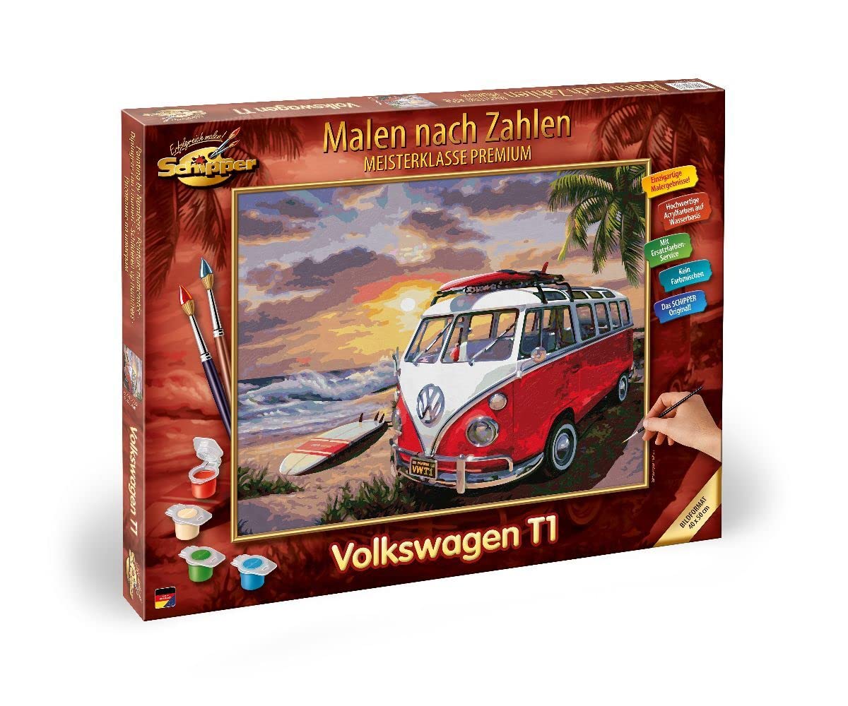 Schipper 609130861 Dipingere con i Numeri, Volkswagen T1, dipingendo Immagini per Adulti, Inclusi pennelli e Colori acrilici, 40 x 50 cm