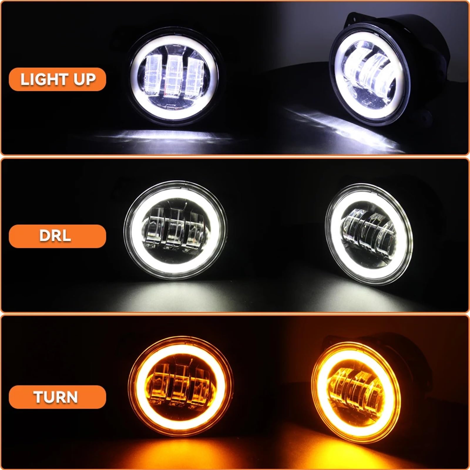Światła drogowe Do Wrangler Jk 2X4 " | Calowe Okrągłe Diodowe Światła Przeciwmgielne Off Road Lampy Przeciwmgielne(4 inch with halo)