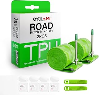 2-Pack CYCLAMI TPU Inner Tube 700C x 18/23/25/28/30/32C for Road Bike Tire Metal/Plastic Presta Valve Upgraded Durability Bicycle Tube 45/60/80MM Length of French Valve