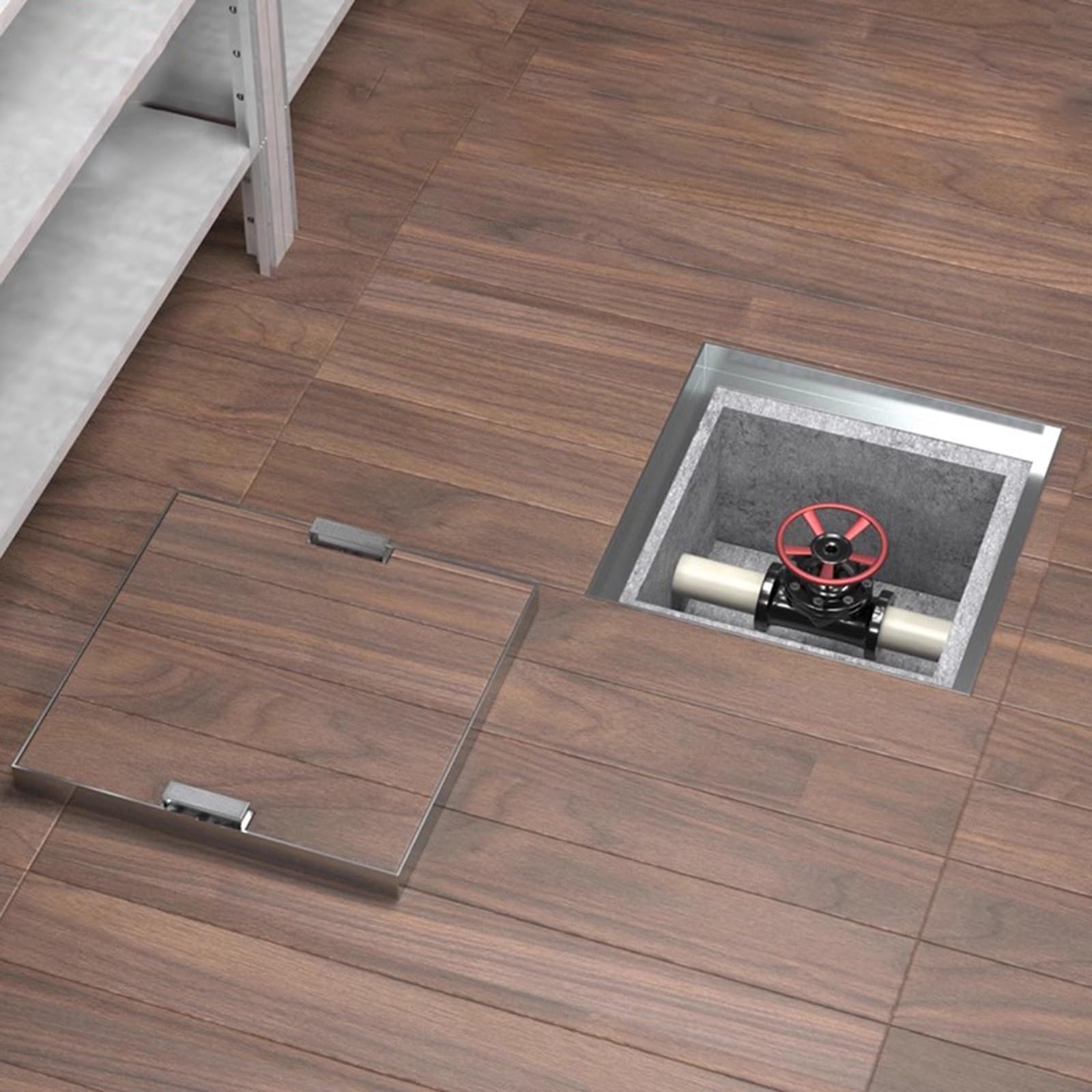 Recessed Manhole Cover and Frame, Stainless Steel Inspection Chamber Lid with 2 Retractable Handles, Invisible Septic Tank Covers for Yard / Residential Area/ Commercial Zone(40x40cm/15.7