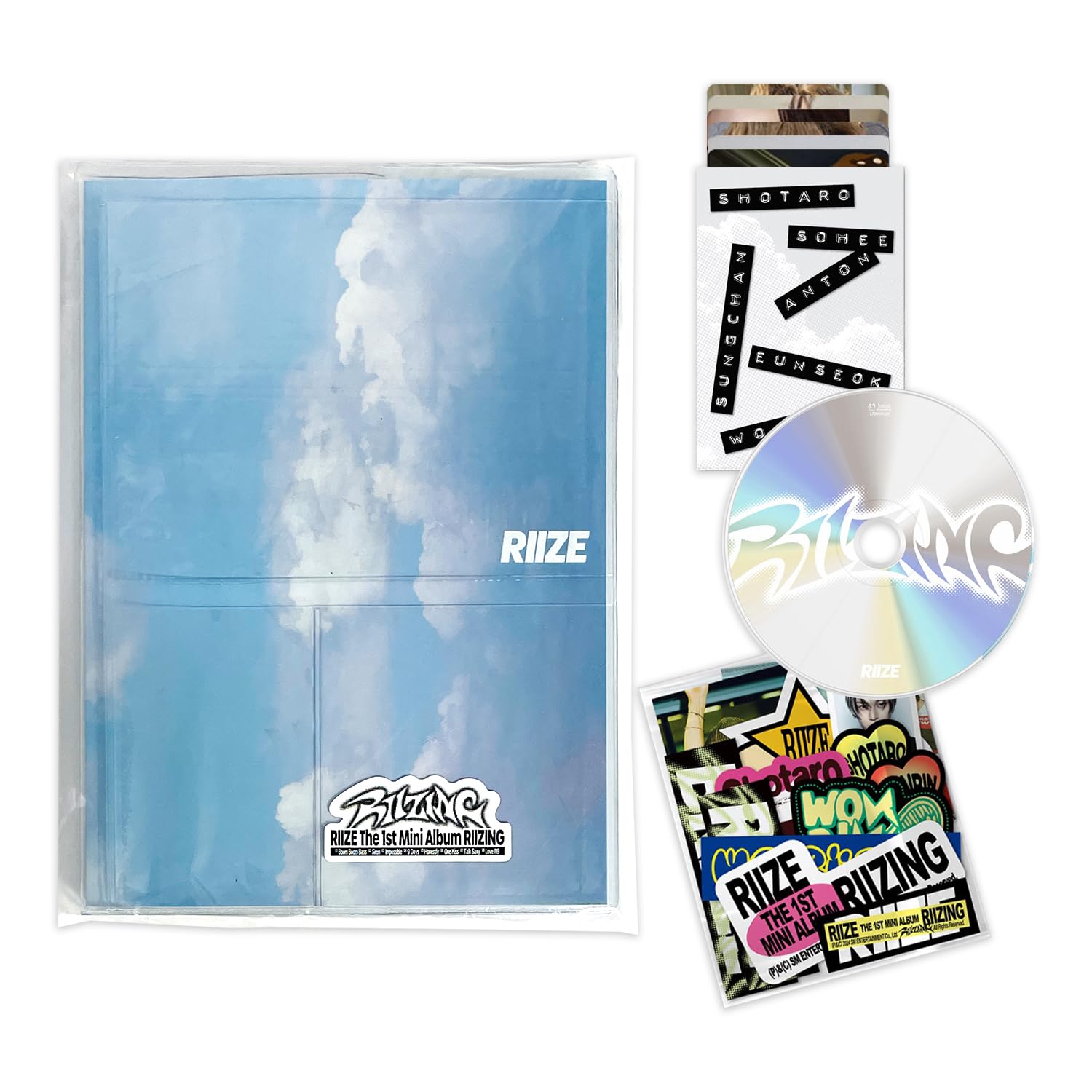 RIIZE - 1st Mini Album [RIIZING] (Collect Ver.) Cover + Photo Decoration Pack + Portrait Photo R R Envelope + Photocard + Photocard Envelope + 3 Extra Photocards