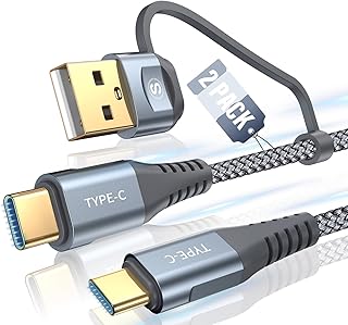 USB C to USB C Cable 60W [2Pack 10FT], sweguard USB C/A to C Nylon Braided Type C Fast Charge Cable for MacBook Pro, iPad Pro/Air, Samsung Galaxy S22 S21 S20 A71 Note 20 Ultra, Pixel, LG, Switch, PS5