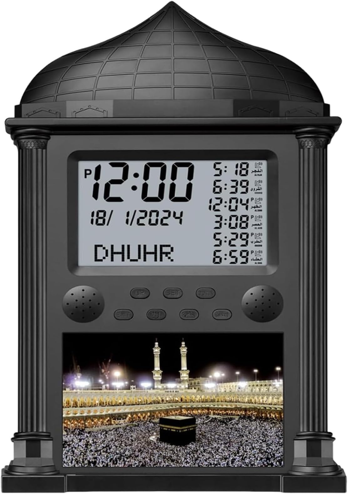 Azan Clock, Muslim Athan Wall Clock Alarm with LCD Display, Digital Azan Clock for Home/Office/Mosque-Ramadan Eid Gifts (Black)