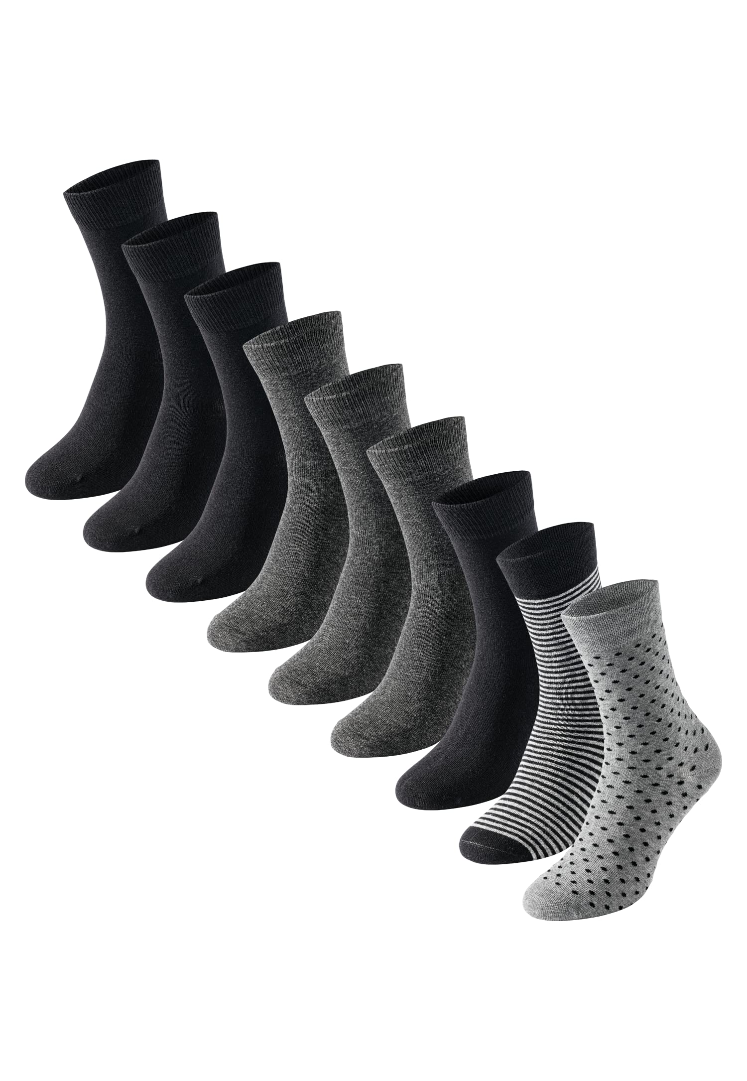 Uncover By Schiesser Women's 4X Schwarz / 3X Anthrazit Mel. / 1X Sw/Gr Gestreift / 1X Grau/Sw Damen 9 Pack Socken Strümpfe - Sparpack Socks,