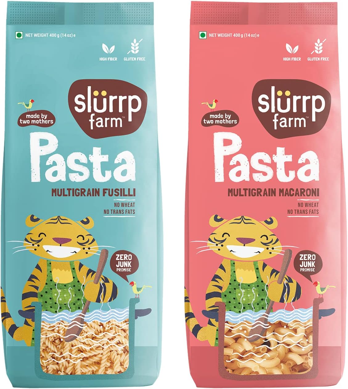 No Maida Pasta Combo | Gluten Free & Multigrain | Healthy Pasta made with Brown Rice and Corn | 400 grams X 2