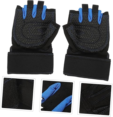 Miniatura 4 de BESPORTBLE 2 pares de mitones para hombre, guantes de levantamiento de gimnasio, guantes de muñeca, guantes protectores de fitness, guantes