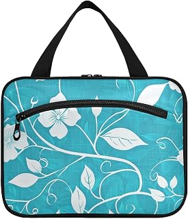 Vita blommor hängande necessär för män som reser med krok designer söta väskor för toalettartiklar resor nödvändigheter kvinnor arbete envas para Parfym de viaje, Vita blommor, L, ledig