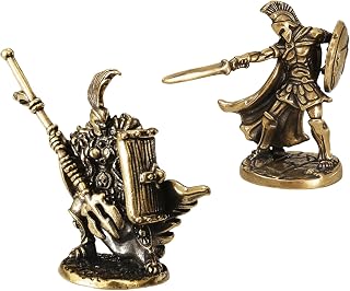 Spartan-Style Soldier Statue Ornament, Brass Lost-Wax Casting Craft, Mini Desktop Decoration, Home/Living Room/Office/Study Decorative Art & Collectible (01)