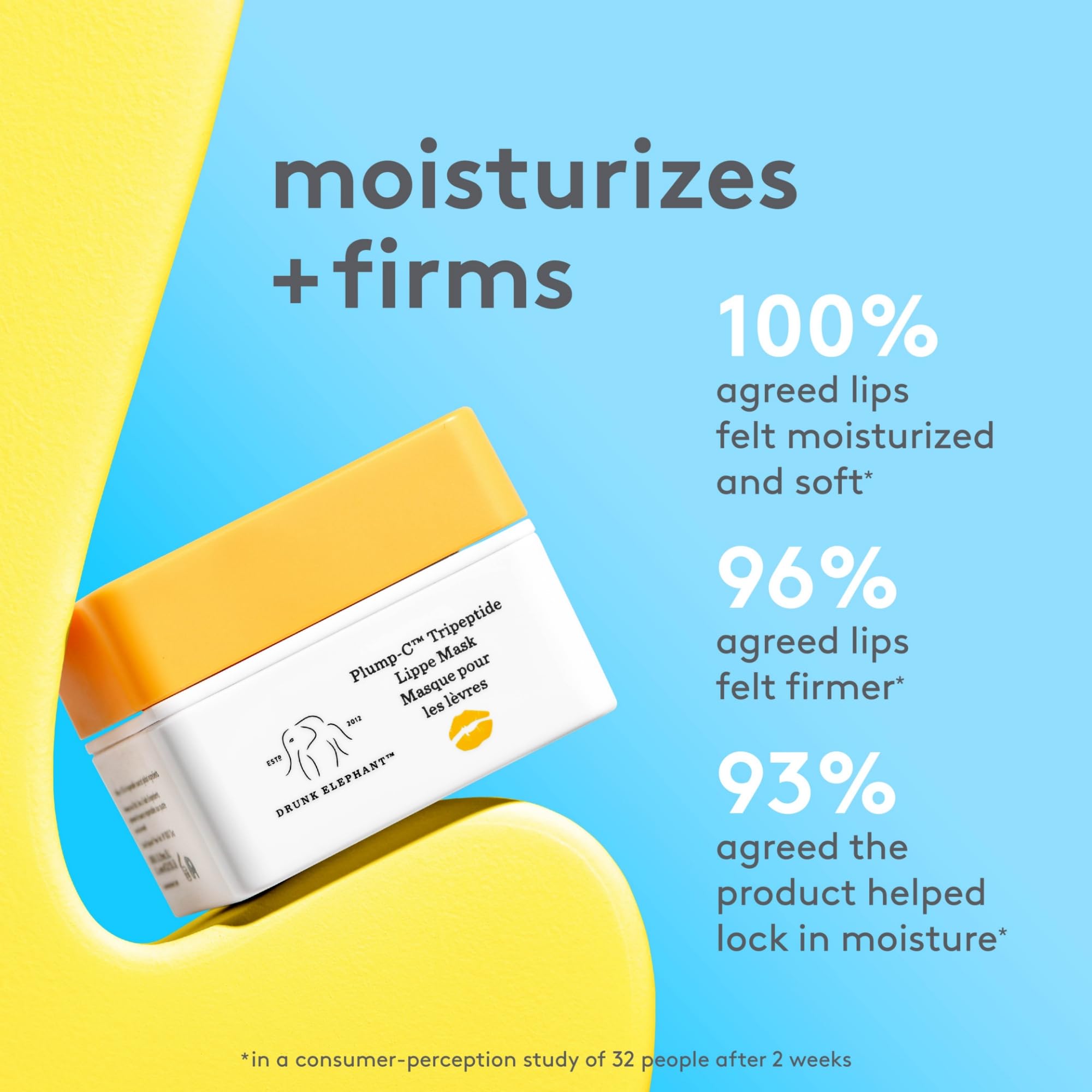 Drunk Elephant Plump-C Tripeptide Lippe Mask- 20 g/ 0.7oz - Clean Clinical Skincare - Cruelty-Free- Free of Essential Oils, Silicones, and Fragrance